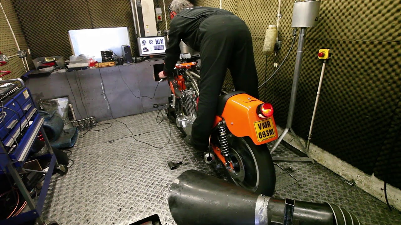 Keith Nairn's workshop - twisted SFC750 on the dyno.