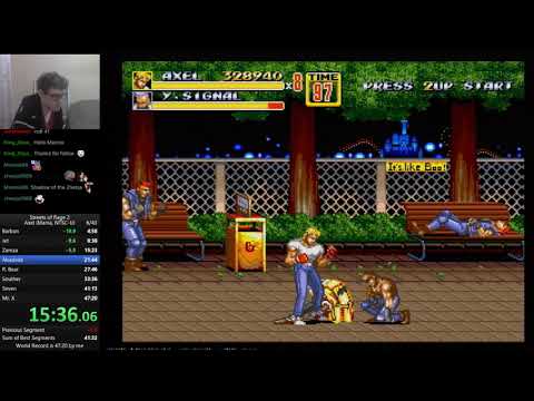 Streets of Rage 2 Axel Mania% speedrun (46:18) World Record by King Iopa!