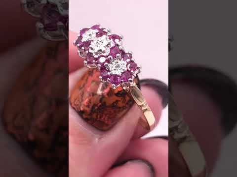 Vintage 9CT Gold Ruby and Diamond Ring