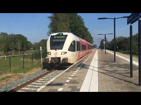 RE1 richting Leeuwarden arriveert met tyfoon op station Feanwâlden!