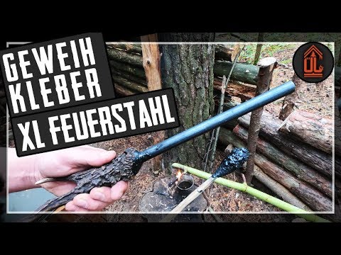 KIENSPAN FEUERSTAHL XL STEINZEIT KLEBER Geweih harz Harzkleber huge big firesteel bushcraft deutsch