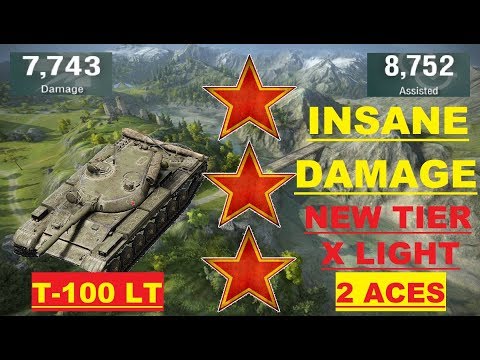 T-100 LT Ace Tankers "INSANE DAMAGES" -- World of Tanks Console Replays (XB1)