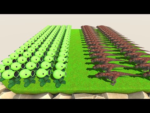 Which Team Will Win? 999 Peashooter vs 999 T-Rex - Animal Revolt Battle Simulator