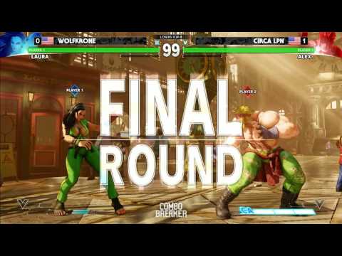 Street Fighter 5 Tournament - Combo Breaker 2016 Top 8 - Wolfkrone (Laura) vs LPN (Alex)