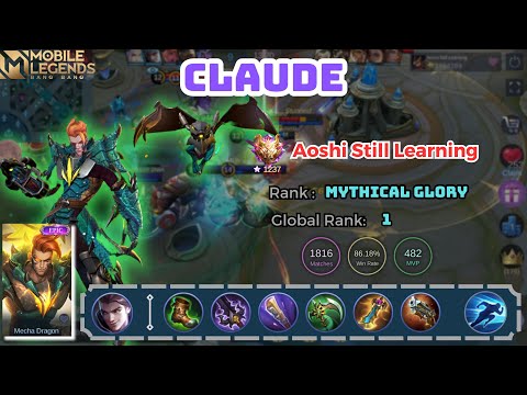 Aoshi Still Learning - Mobile Legends Global 1 Player Gameplay - Claude - Best Build 2023