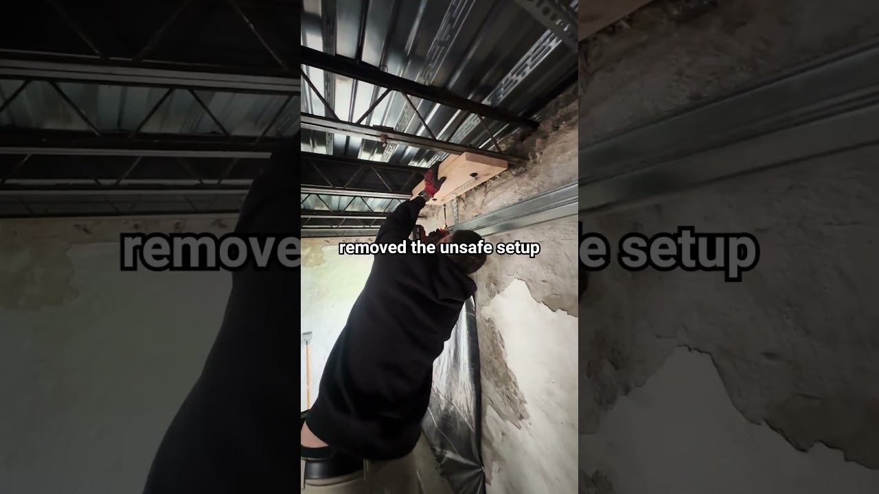 ZIP TIES Were Holding His Garage Door?! - Crown Garage Door repair video