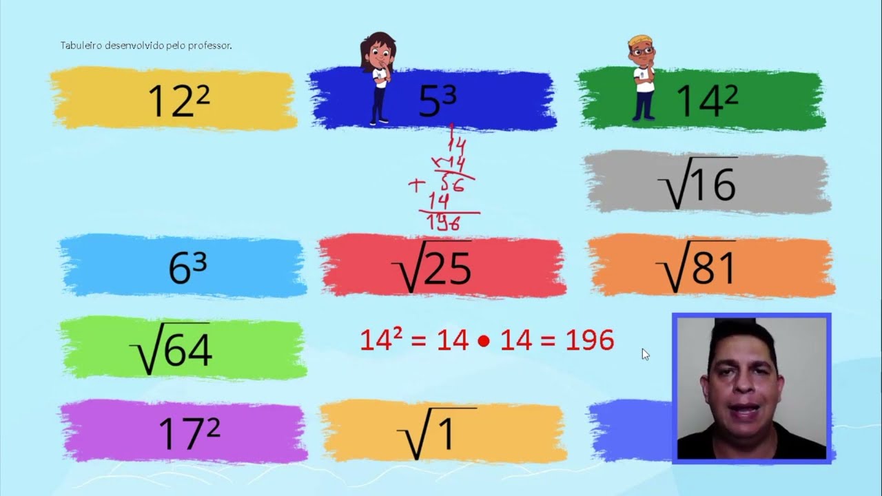 Exercícios de potenciação e radiciação | Rioeduca na TV – Matemática - 6º Ano