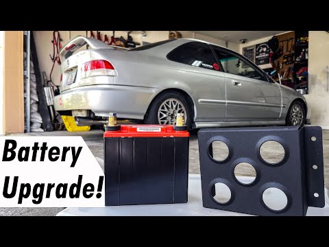 Odyssey Battery w/ Checkerd Sports Tie Down Install and IACV Delete Project Civic EK