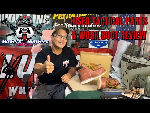 HISEA Mens Steel Toe Waterproof Slip Resistant work shop garage boots & Tactical cargo pants w/belt