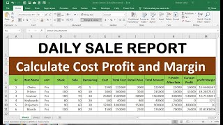 How To Make Sale report cost profit and margin Calculate in excel