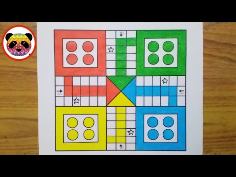 How to Draw Ludo Board Game On Paper / Ludo Drawing Step By Step Very Easy / Ludo Drawing