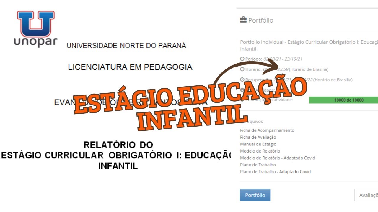 RELATÓRIO PRONTO| MODELO| EDUCAÇÃO INFANTIL| ESTÁGIO UNOPAR|