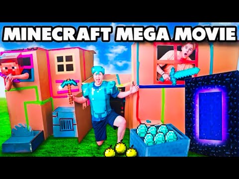 Real Life MINECRAFT MEGA MOVIE 4 HOURS - Minecraft Box Fort CITY!!!