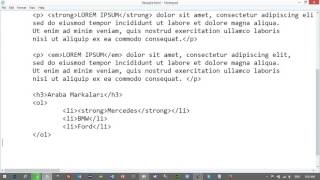 Web Tasarımı Dersleri : HTML - Ders 3: Liste OL - UL - LI Etiketleri