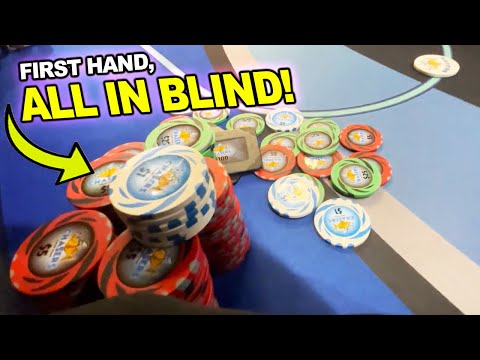 We’re ALL IN *BLIND* on the FIRST HAND! - Poker Vlog #6