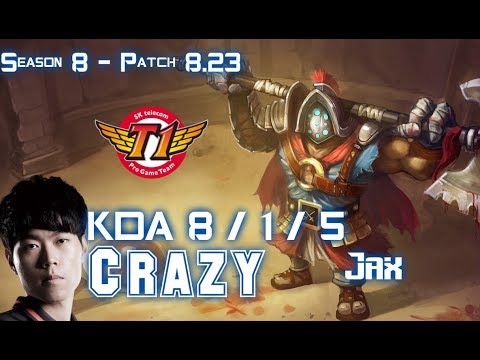 SKT T1 Crazy JAX vs RENEKTON Top - Patch 8.23 KR Ranked