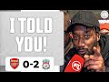 I Told You! (FJ Rubs It In, Liverpool Fan Opinion) | Arsenal 0-2 Liverpool