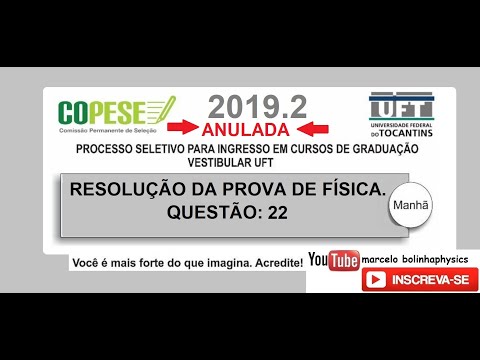 Resolução da prova de FÍSICA – UFT– 2019/2 – Questão:22(anulada).