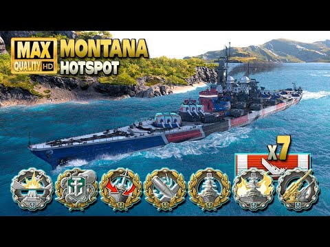 Battleship Montana: Succesfull on map Hotspot - World of Warships