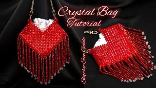 Crystal Heart-Shaped Beaded Bag with Fringe | DIY Tutorial | Easy Step-by-Step Guide for Beginners