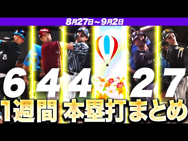 【8/27-9/2】本塁打“全23弾”まとめ【F6E4L4M0B2H7】