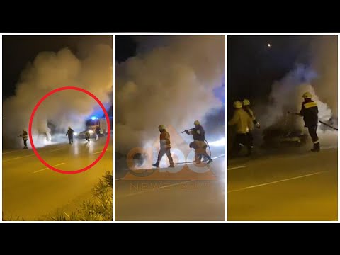 Makina shperthen ne flake ne Tirane, Sauku mbulohet nga tymi | ABC News Albania