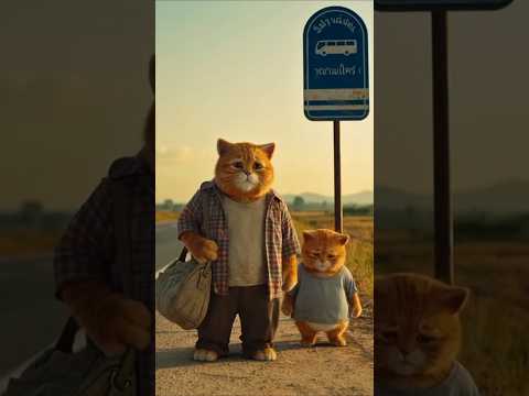 พ่อส้มต้องจากลูกไปทำงาน🥹 #funny #cat