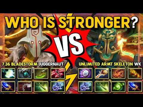 WHO IS STRONGER? Between Bladestorm Juggernaut Vs. Unlimited Army Skeleton Wraith King | 7.36 DotA 2