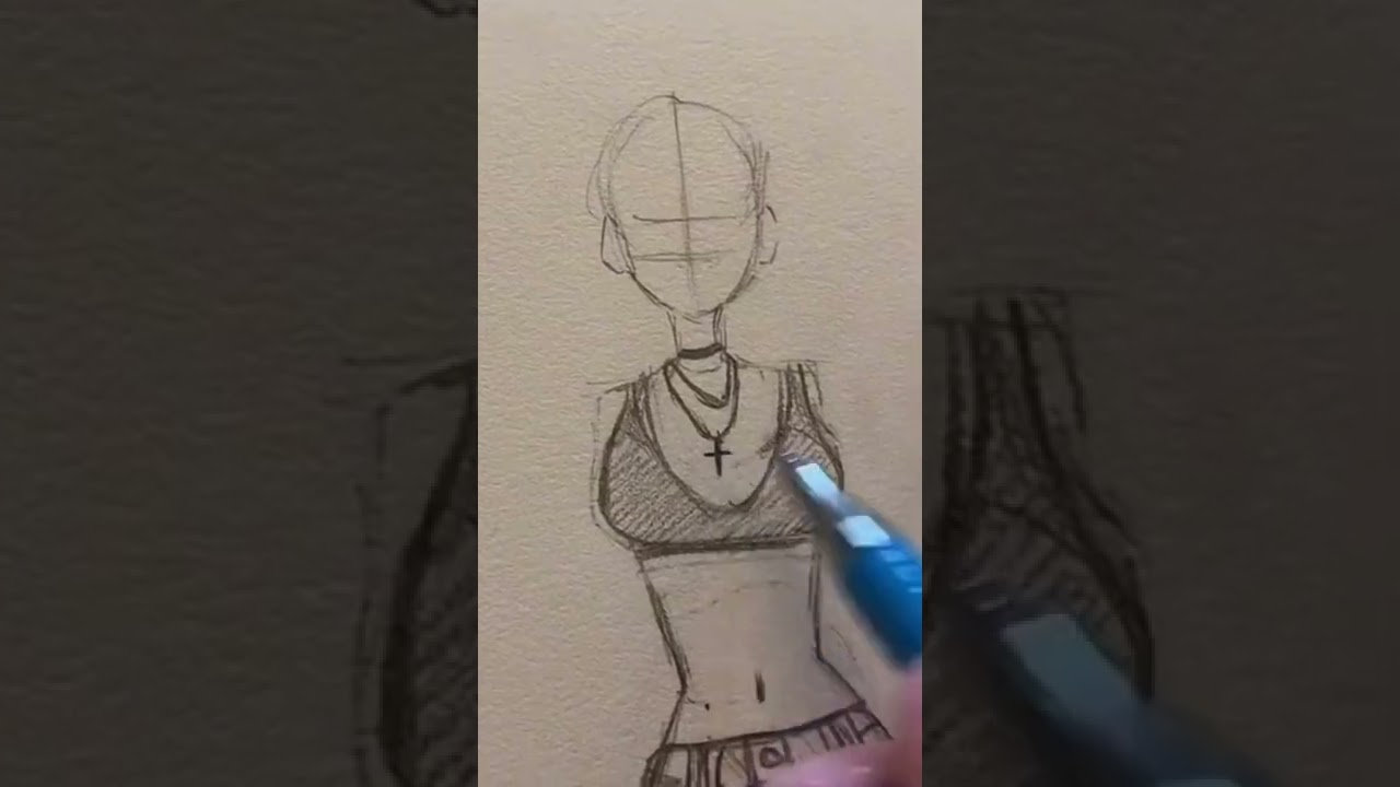 How to draw anime girl body and clothes art drawing tutorial @drawing @tips