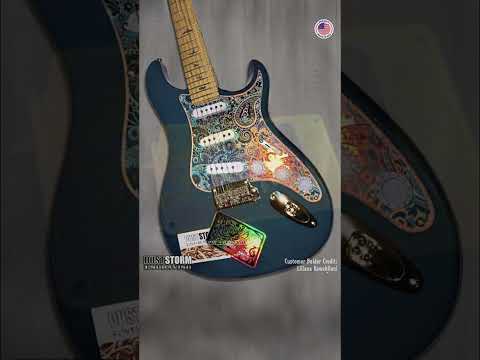 Paisley Pickguard Tremolo Cover Set Engraved Iridescent Rainbow Acrylic Mirror for PRS Silver Sky image 15
