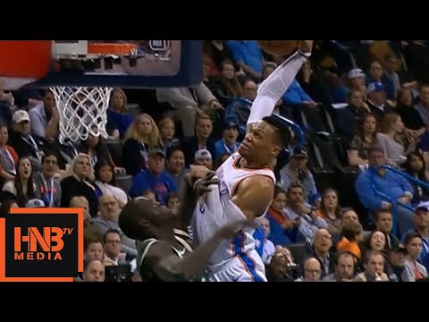 Russell Westbrook Crazy Dunk Over Thon Maker / Thunder vs Bucks