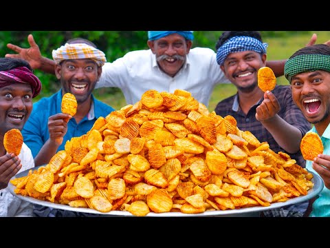 SPICY POTATO CHIPS | Accordion Potatoes Recipe Cooking In Village | Home Made Masala Potato Fry