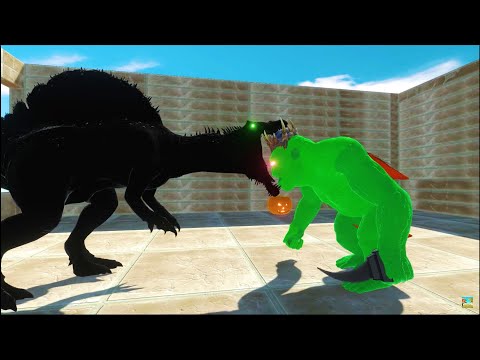 BLACK SPINOSAURUS VS HULK GORO  - 🦕 Animal Revolt Battle Simulator 🦕