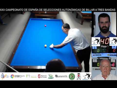 XXII Campeonato de Selecciones Autonómicas billar 3 bandas. Cataluña-Murcia Mesa 1