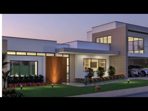 Projeto Casa em L, 2 Pavimentos  Em 3D com Planta.