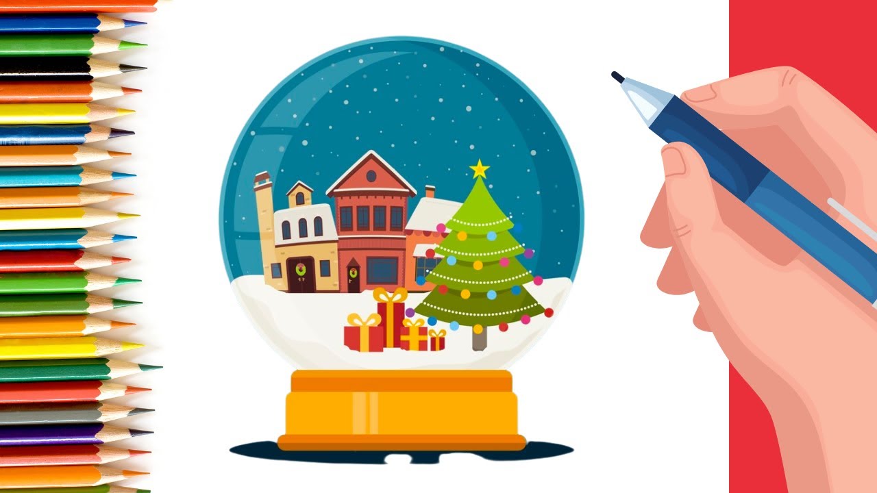 How To Draw A Snowglobe for Kids