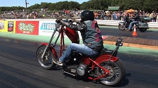 SKETCHY Stick Shifting LIKE A BOSS !!! Custom Chopper 1/4 Mile