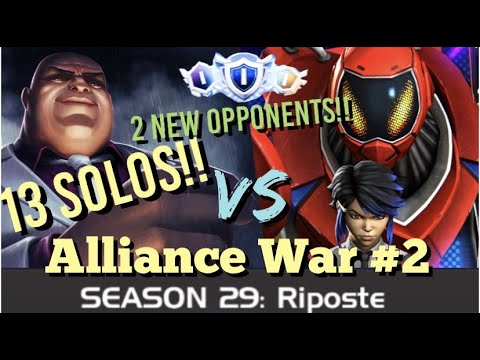 MCOC - Alliance War - Season 29 - War #2 - 13 Solos! Kingpin VS Peni Parker + Torch VS Kitty Pryde!!