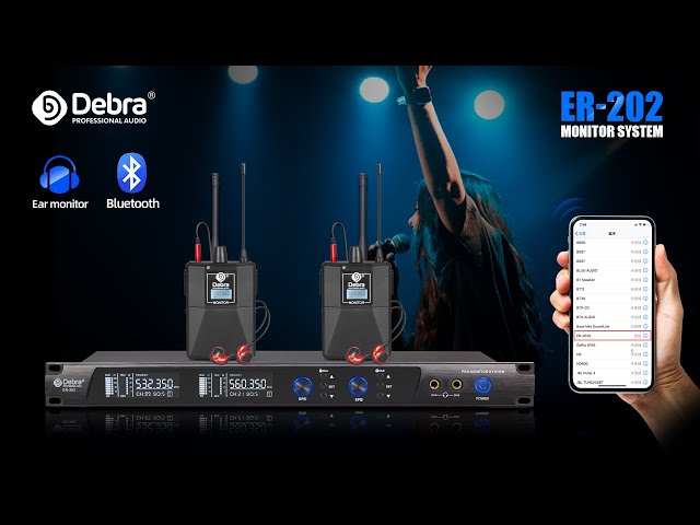 Vídeo relacionado con D Debra Audio Pro ER-202 UHF Sistema de Monitor intraauricular inalámbrico de un Solo Canal con transmisor y Receptor para Escenario, Estudio de grabación, músicos (2 bodypack con transmisor)