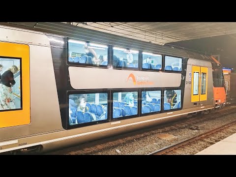 Sydney Trains at Lidcombe station - Night time departure scenes - Sydney NSW Australia