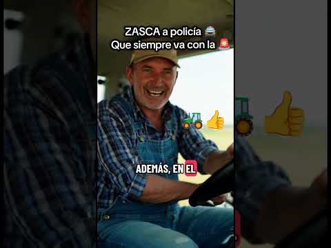 La física y la regla del campo no perdonan #tractor #policia #tráfico #humor