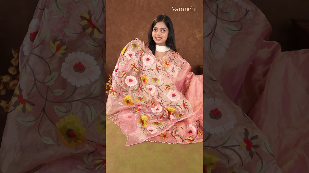 Our Tissue Kora Silk Sarees feature soft shimmer, airy comfort, and elegant embroidery.