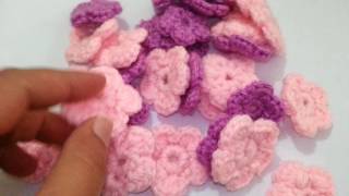 28pcs small Handmade Knitted Crochet Flowers Appliques Sewing Craft -Pink/Purple