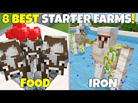 8 BEST Early Game Starter Farms You WILL NEED! Minecraft Bedrock Edition