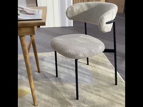 Video Ester - Lot de 2 chaises en tissu bouclette et m&eacute;tal