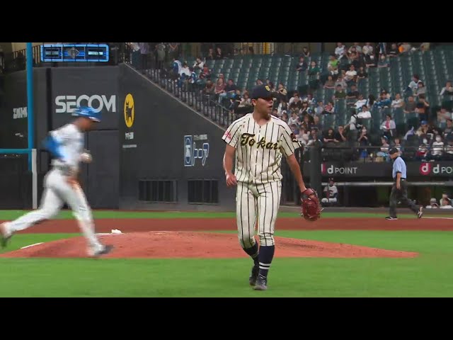 【6回裏】東海大学札幌キャンパス・山優斗 闘志あふれる投球で2イニングを無失点に抑える!!  2024年8月30日 北海道日本ハムファイターズ 対 北海道社会人・大学選抜