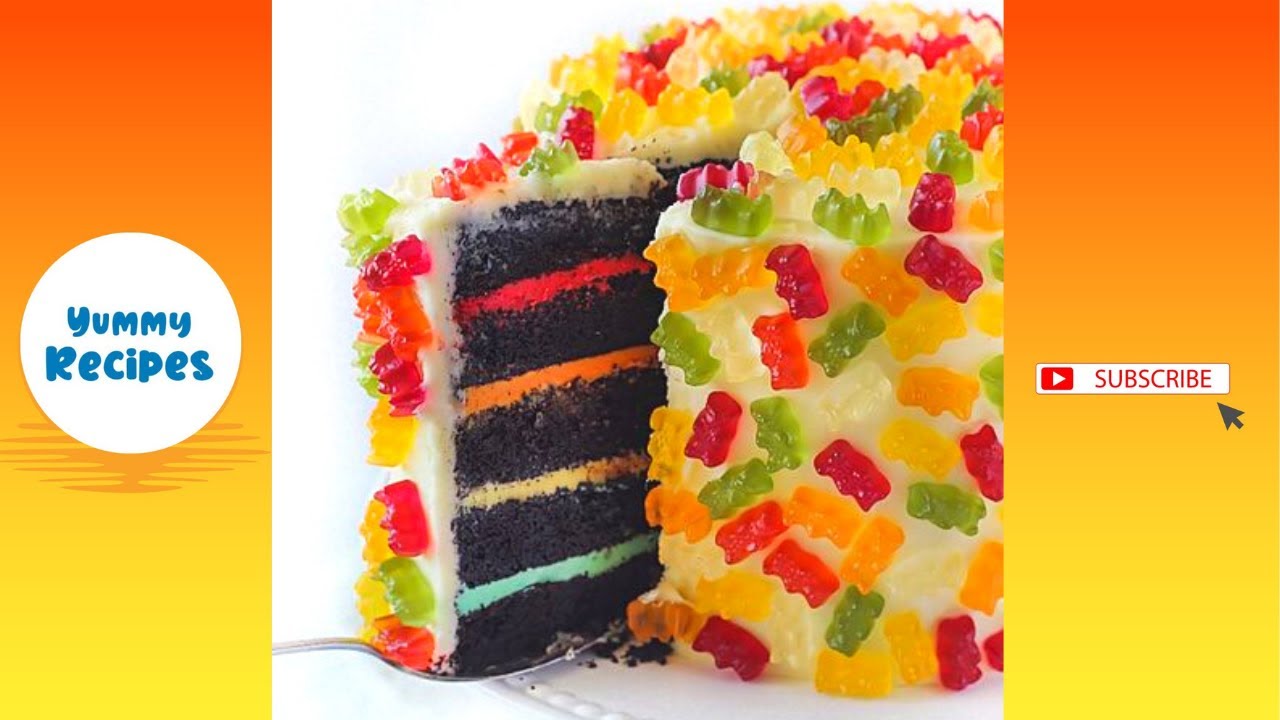 Making Cute Gummy Bear Layer Cake Decorating | Yummy Recipes #Shorts