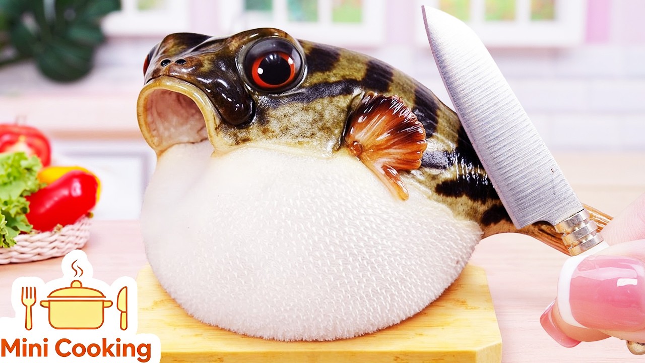ULTIMATE! Delicious Crispy Pufferfish Burger 🐡🍔 | ASMR Cooking Mini Food