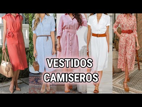 Bonitos y elegantes VESTIDOS CAMISEROS DE MODA 2024/vestidos camiseros de moda 2024