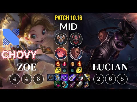 DRX Chovy Zoe vs Lucian Mid - KR Patch 10.16